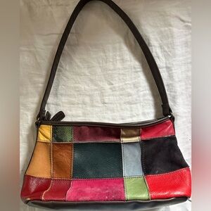 Vintage Wilsons Leather Colorful Patchwork leather /Suede Shoulder Bag